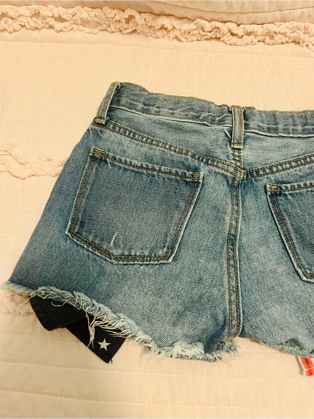 Old Navy Denim Shorts with American Flag Red, White, & Blue Pocket Details - Picture 9 of 12